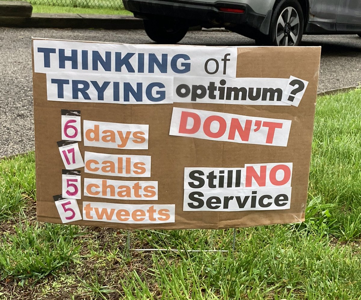 Here is today's tally for folks who have OPTIMUM cable in Rockland County.  Fucking ridiculous service.