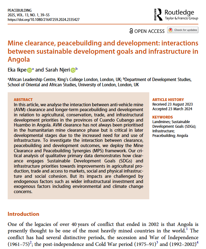 🎉 Huge congratulations to Sarah Njeri (<a href="/sndeall/">Dr. Sarah Njeri</a>)  and Eka Ikpe (<a href="/eka_ikpe/">Eka Ikpe</a>) on the publication of their outstanding work, which was recognised with an award at the King's Engaged Researcher Awards!

In this piece, Sarah and Eka analyse the relationship between anti-vehicle mine