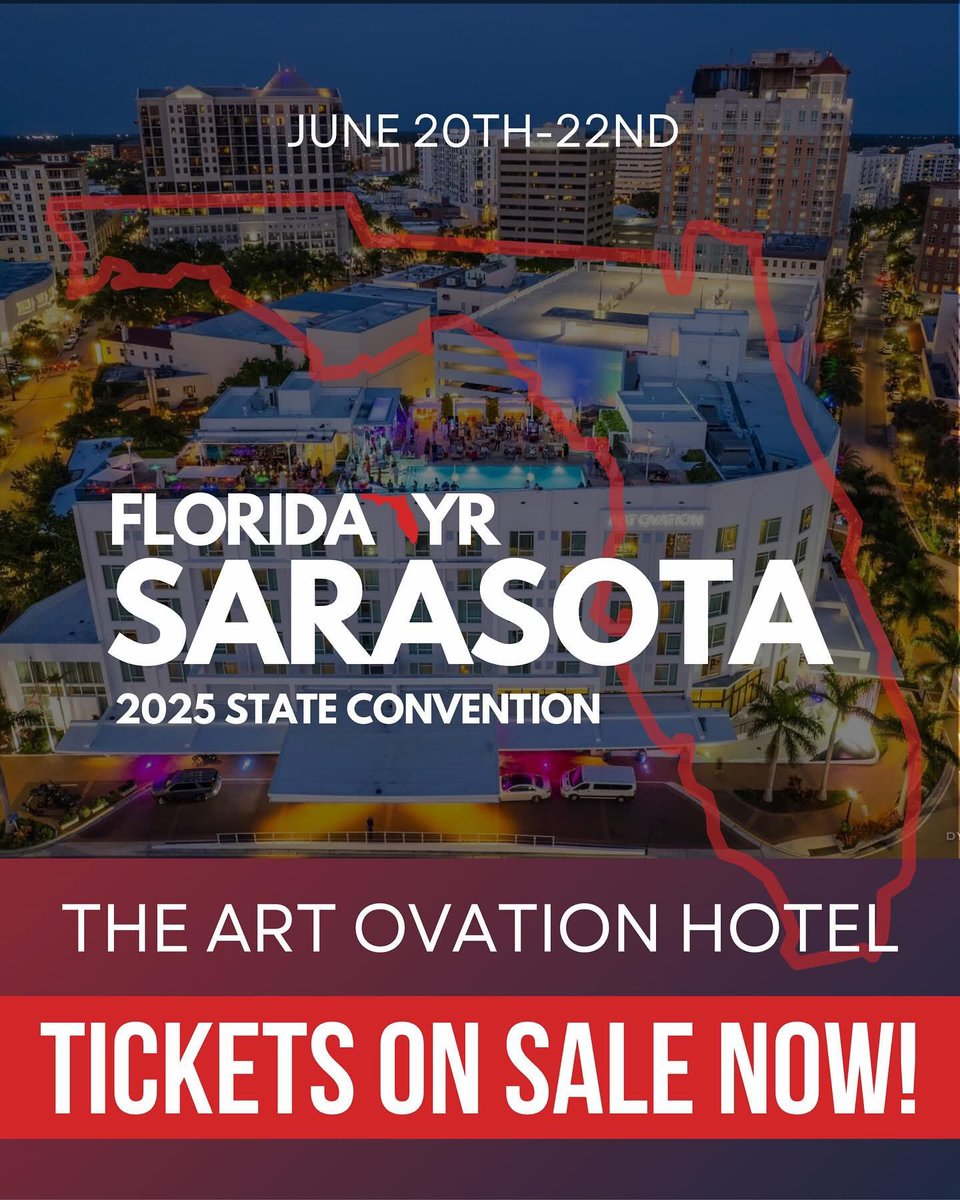 Florida Young Republicans (@floridayrs) on Twitter photo Join us in Sarasota for our largest annual event featuring hundreds of YRs around the state and <a href="/FloridaGOP/">Florida GOP</a> legislative leaders! 🇺🇸🏖️🌴
Visit floridayrs.gop to get your Early Bird Discount Tickets today. Join us in Sarasota for our largest annual event featuring hundreds of YRs around the state and <a href="/FloridaGOP/">Florida GOP</a> legislative leaders! 🇺🇸🏖️🌴
Visit floridayrs.gop to get your Early Bird Discount Tickets today.