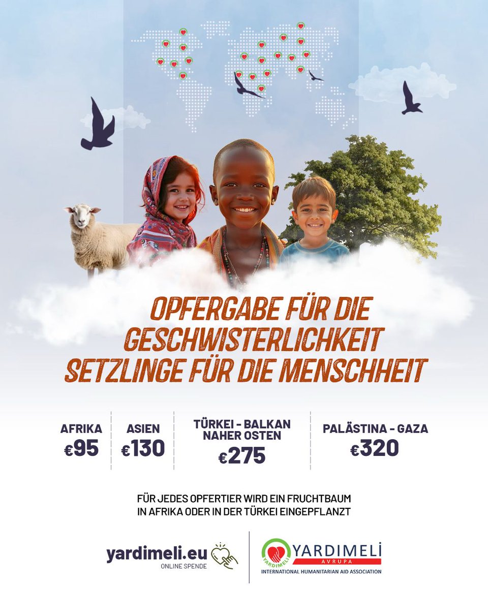 yardimelieu's tweet image. #Qurban2025
#SacrificeForHumanity
#OffersForBrotherhood
#KurbanlaKardeşlik
#OneQurbanOneTree
#Yardimeli
#EidSacrifice
#QurbansForAfrica #QurbansForGaza
#Opfergabe #Offerdier #Sacrifice
#GlobalQurban #KurbanEurope

#africa   #asia  #turkey #middleeast  #balkans #palestine #Gaza