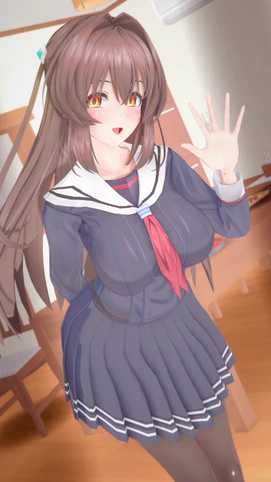 制服姿のアザリンと真理奈をひとつ 