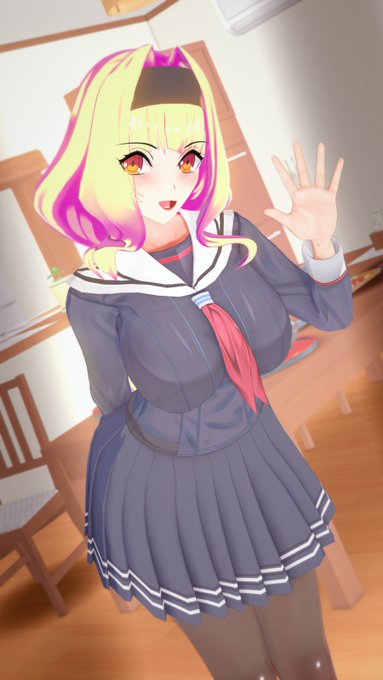 制服姿のアザリンと真理奈をひとつ 