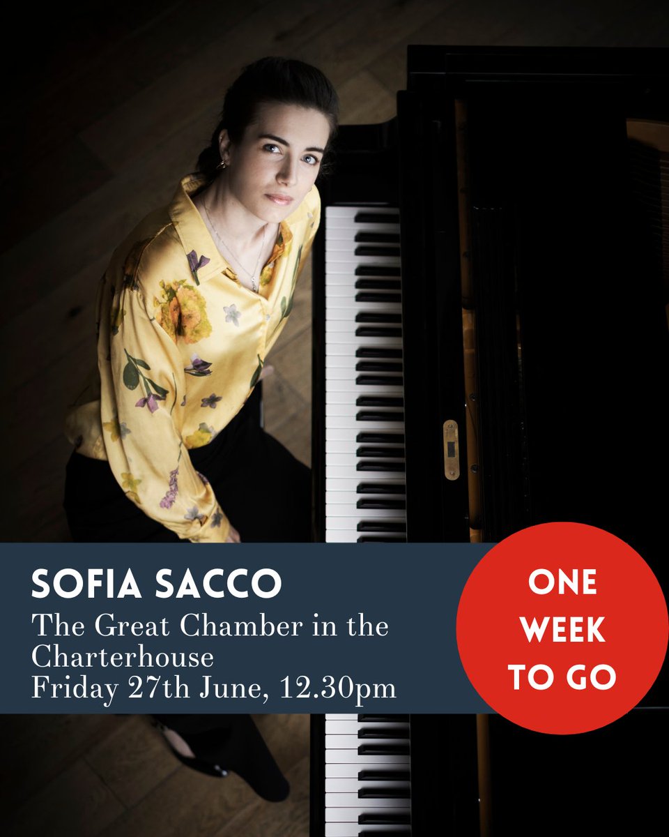 🎵 ONE WEEK TO GO 🎵

Join us for the next in our series of the Livery Halls Tour with CMF Artist Sofia Sacco in the Great Chamber in the Charterhouse on 27th June, 12:30pm.

Book a ticket today! 👇
citymusicfoundation.org/product/events…