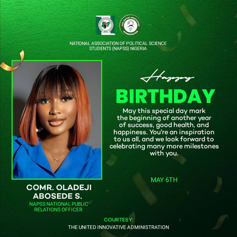 National Executive Council Celebrates the Birthday of Our Esteemed *Public Relations Officer, Comr. OLADEJI Abosede S. Aramide*.  

On this special day, we come together to honor your dedication, passion, and exceptional service to the association.

Happy birthday Capacity