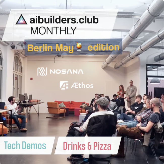 Nosana (@nosana_ai) on Twitter photo Tomorrow in Berlin, we’re sharing a slice 🍕
…of pizza and how we’re solving the GPU crisis ⚡️
Catch <a href="/djmbritt/">David Britt</a> at AI Builders Monthly
📍 CIC Berlin | 🗓️ May 7 | 🕠 5:30PM
🎤 Talk: Bridging the GPU Shortage
🍕 Pizza powered by Nosana - obviously.
🎟️ lu.ma/ai-builders-mo… Tomorrow in Berlin, we’re sharing a slice 🍕
…of pizza and how we’re solving the GPU crisis ⚡️
Catch <a href="/djmbritt/">David Britt</a> at AI Builders Monthly
📍 CIC Berlin | 🗓️ May 7 | 🕠 5:30PM
🎤 Talk: Bridging the GPU Shortage
🍕 Pizza powered by Nosana - obviously.
🎟️ lu.ma/ai-builders-mo…