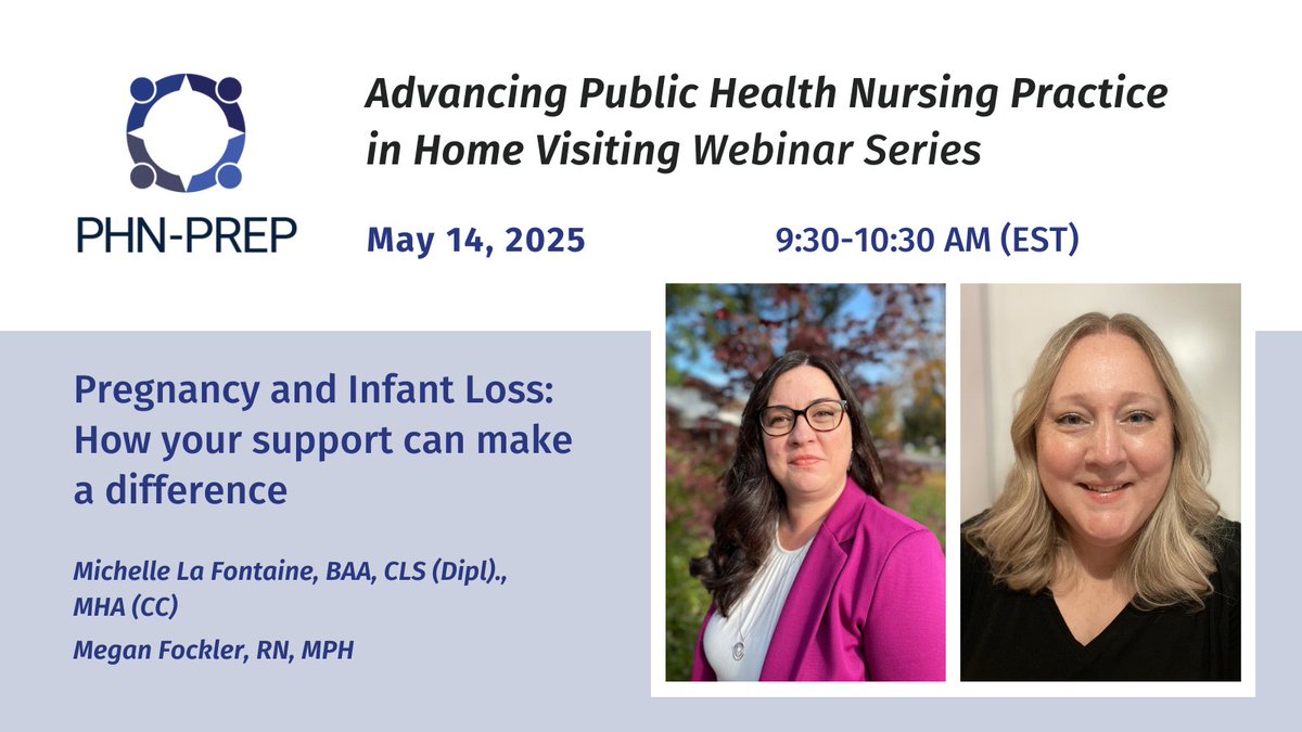 Registration is now OPEN for the upcoming PHN-PREP webinar on Wednesday, May 14th, 9:30-10:30 EST. This webinar will be presented by Michelle La Fontaine and Megan Fockler from the Pregnancy &amp; Infant Loss (PAIL) Network at Sunnybrook Hospital. Register at: phnprep.ca/event/pregnanc…