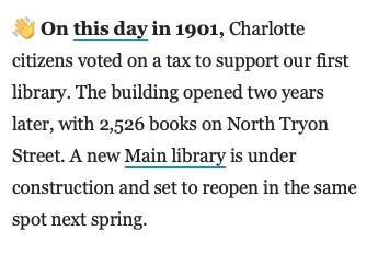 CMLibFoundation's tweet image. Thanks @axioscharlotte for shout out on our Library&apos;s &quot;birthday&quot;. 🎂  We are over 120 years old and still going strong!

bit.ly/4jRqKPZ