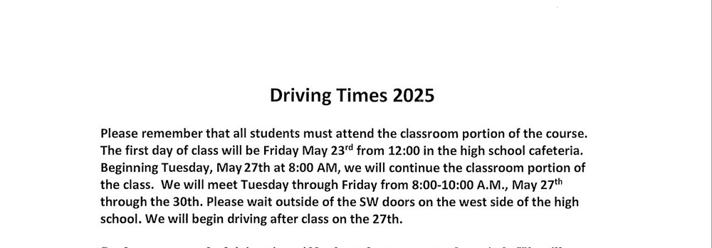 Driver's Ed Driving Times 2025 usd493.com/o/usd-493/arti…