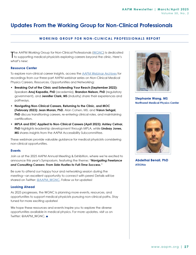 Looking for resources to help advance your career? Check out the latest newsletter update from the WGNC!
issuu.com/aapmdocs/docs/…
#medphys
