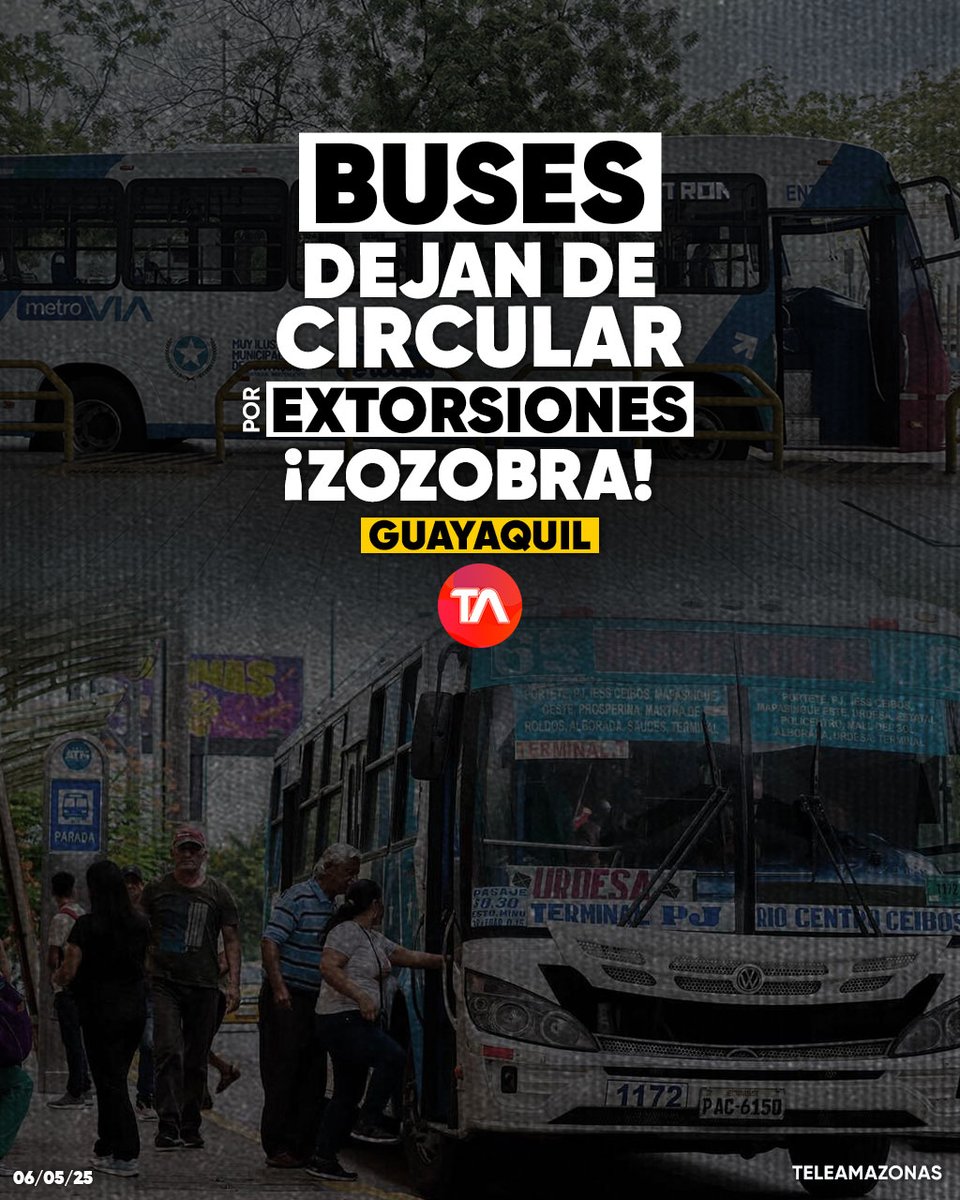 #ATENCIÓN | Zozobra en Guayaquil. Dos líneas de buses suspendieron sus actividades por extorsiones. Esto se sabe ow.ly/xz6650VNIl0