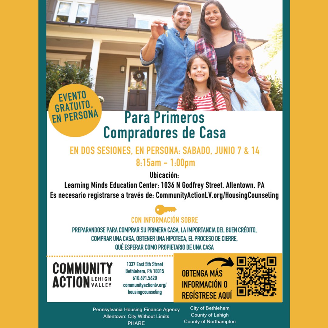 ¡Noticias emocionantes para futuros propietarios de vivienda! CALV seminarios GRATUITOS para compradores de vivienda por primera vez ya están programados.

Para más información y para registrarte, visita CommunityActionLV.org/HousingCounsel….