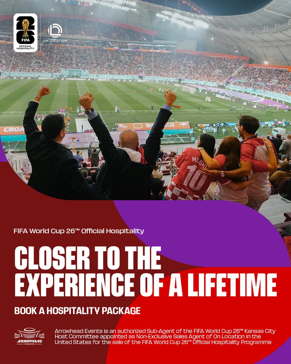GEHA Field at Arrowhead Stadium (@gehafield) on Twitter photo Booking for FIFA World Cup 26β’ Hospitality is LIVE πβ½
Experience the beautiful game on its grandest stage with ticket-inclusive hospitality packages! Elevate matchday with premium seats, cuisine, and more. Book U.S.-based matches at chfs.me/44LSy3r
#FIFAWorldCup Booking for FIFA World Cup 26β’ Hospitality is LIVE πβ½
Experience the beautiful game on its grandest stage with ticket-inclusive hospitality packages! Elevate matchday with premium seats, cuisine, and more. Book U.S.-based matches at chfs.me/44LSy3r
#FIFAWorldCup