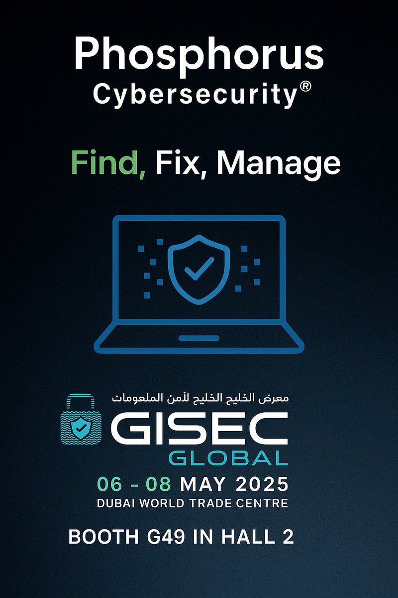Phosphorus (@phosphorusinc) on Twitter photo See the Phosphorus team at <a href="/GISECGlobal/">GISEC GLOBAL</a> this week in Dubai and learn how our solution can improve your OT and IoT device security posture. Our booth can be found at booth G49 in Hall 2 near the Critical Infrastructure Stage. See the Phosphorus team at <a href="/GISECGlobal/">GISEC GLOBAL</a> this week in Dubai and learn how our solution can improve your OT and IoT device security posture. Our booth can be found at booth G49 in Hall 2 near the Critical Infrastructure Stage.