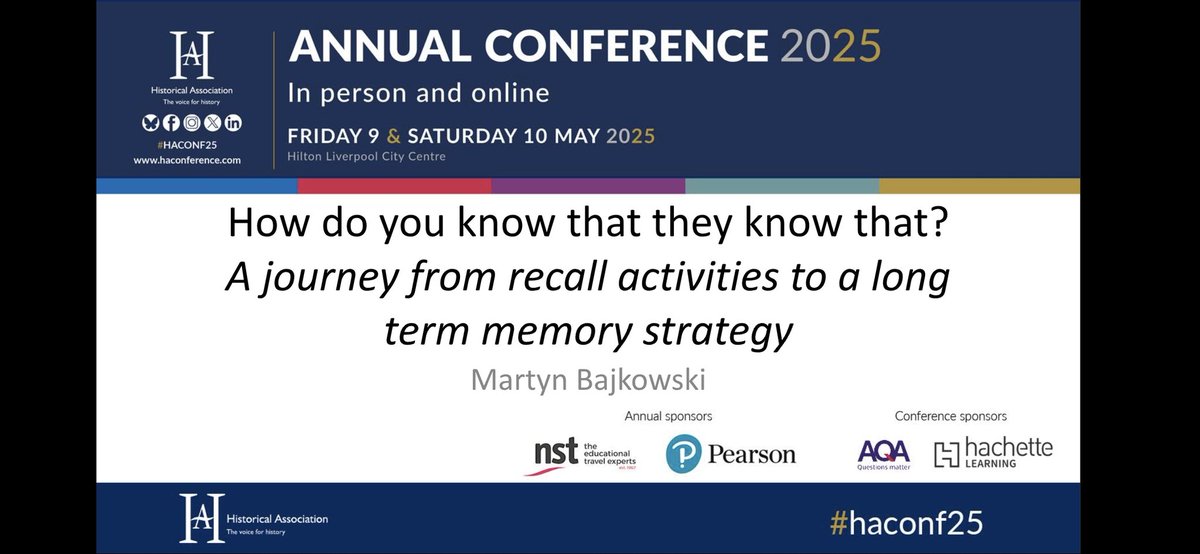 Looking forward to seeing some familiar and new faces  this Saturday in Liverpool at <a href="/histassoc/">Historical Assoc</a> #haconf25 I'll be talking all things assessment. 😀