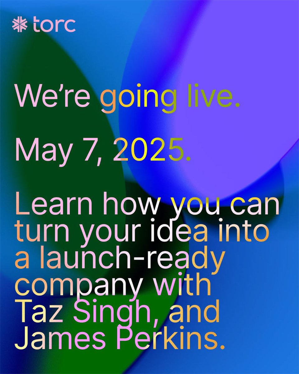 Startup mode: ON. 🛠️

This May 7, we’re bringing together <a href="/tazsingh/">Taz Singh</a> (<a href="/guild__host/">Guild</a>) &amp; <a href="/james_r_perkins/">James Perkins</a> (<a href="/unkeydev/">Unkey</a>) for an unfiltered convo on what it really takes to go from zero to launch.

📍 1PM EDT — Torc Virtual Meetup
Come learn, ask, and connect.

#BuildInPublic