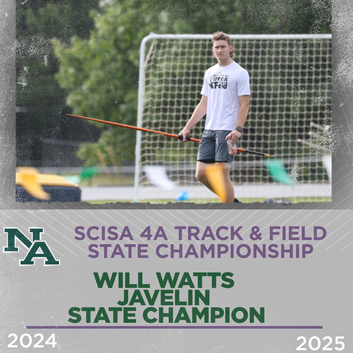🏆 BACK-TO-BACK STATE CHAMP! 🏆

Senior Will Watts closes out his high school year in style—claiming the SCISA 4A Javelin State Championship for the second year in a row! 

#StateChamp #ChargedUp #NextLevel
