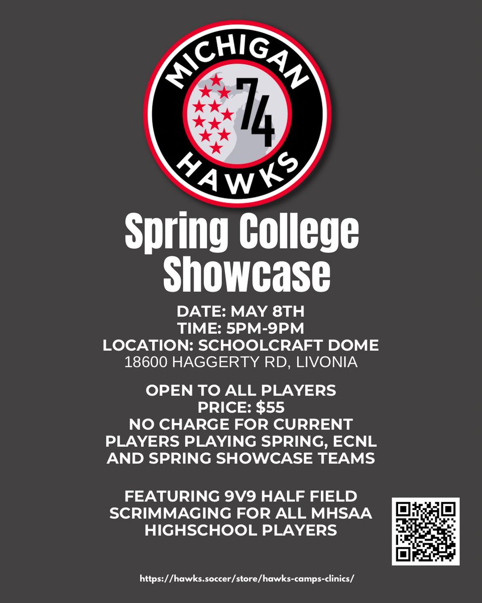 MIHawks1974's tweet image. Sign up today for our @Michigan_Hawks
Portal Combine and the Spring Showcase for players looking to find a college home.  hawks.soccer/store/hawks-ca…… Questions, please email doug@hawks.soccer