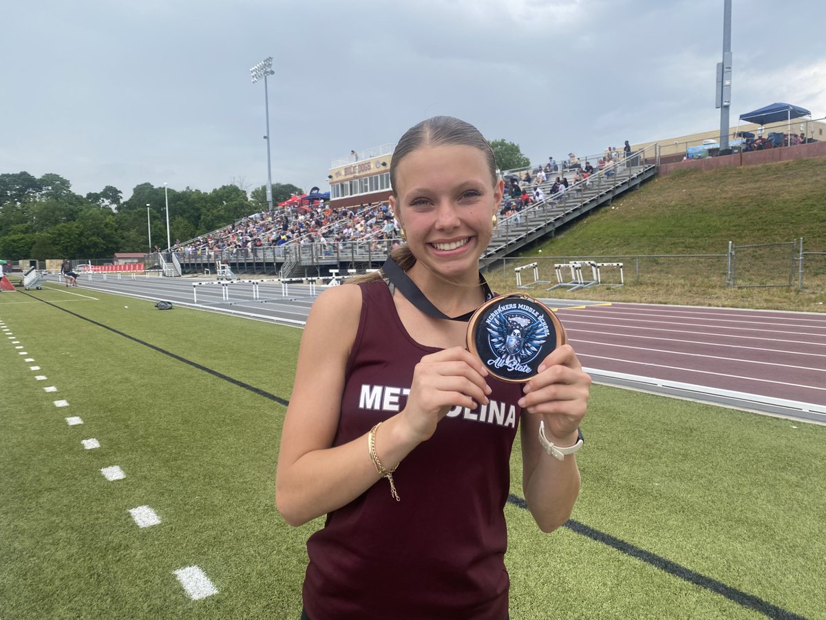 Congratulations to Sofia Konecny for medaling (top-3) in the triple jump at the NCRunners Middle School All-State meet, with a PR of 31-feet, 9.5 inches.
<a href="/MSCarolinas_/">MileSplit Carolinas</a> <a href="/SCSportsReport/">Tripp Roakes</a>