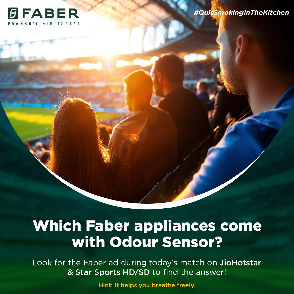 #ContestAlert

Enjoy today’s match on JioHotstar or Star Sports HD/SD, and keep an eye out for the Faber ad. Find the answer and share it in the comments!

How to enter:
✅ Follow us
✅ Share this post
✅ Tag 3 friends in the comments using 

#QuitSmokingInTheKitchen
