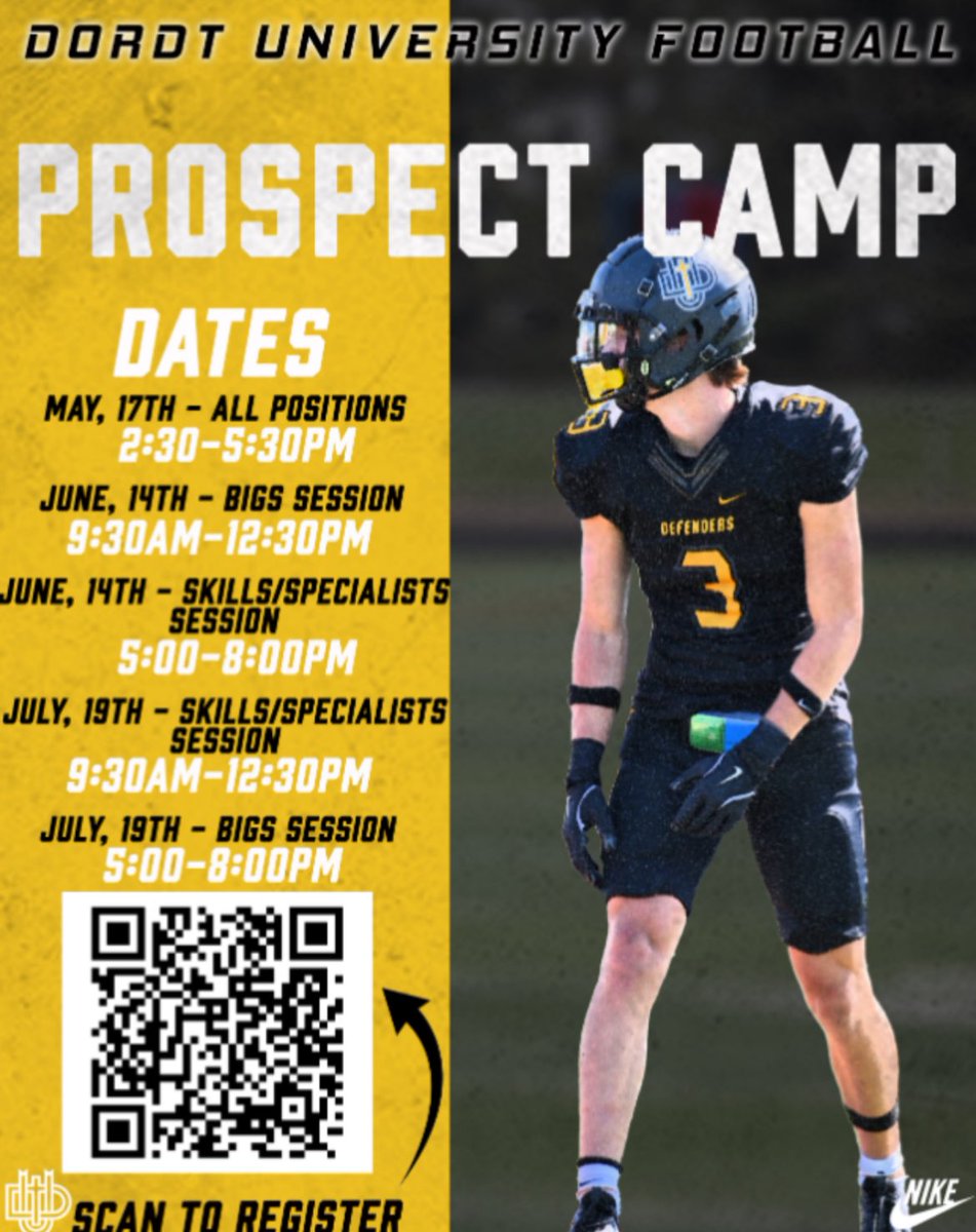 Thank you <a href="/AO1CoachKenney/">Joe Kenney</a> for the camp invite! <a href="/DordtFB/">Dordt Football</a>