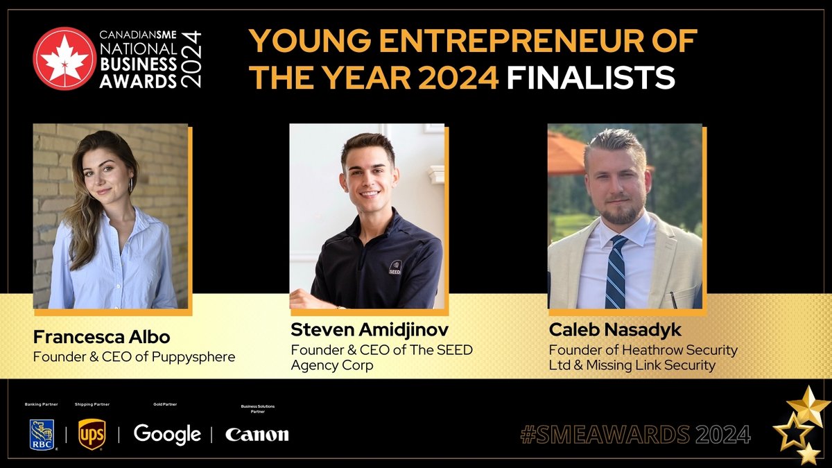 CanadianSME Small Business Magazine (@canadian_sme) on Twitter photo 🎉 Trailblazers of Tomorrow: Meet the Young Entrepreneur Award Finalists!
From bold ideas to real-world impact, these six innovators are redefining what it means to lead at a young age. We’re proud to unveil the finalists for the Young Entrepreneur Award at the CanadianSME Small 🎉 Trailblazers of Tomorrow: Meet the Young Entrepreneur Award Finalists!
From bold ideas to real-world impact, these six innovators are redefining what it means to lead at a young age. We’re proud to unveil the finalists for the Young Entrepreneur Award at the CanadianSME Small