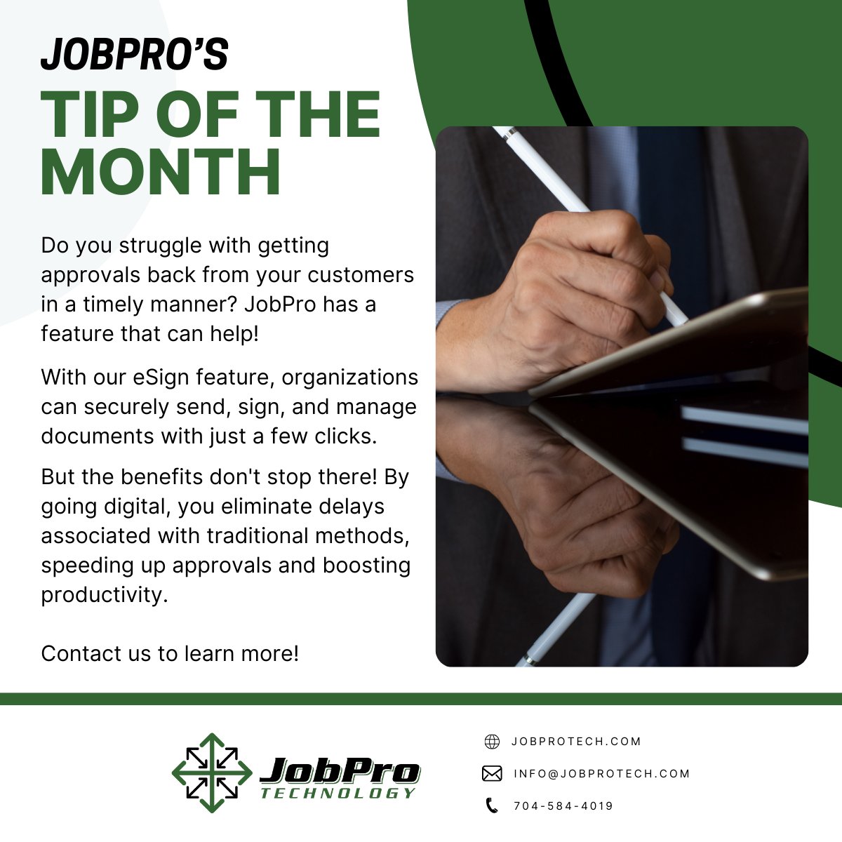 JobProTech's tweet image. Are you still chasing signatures?

Speed things up with JobPro’s eSign feature - fast, secure, and no paper delays. 

✅ Faster approvals
✅ Boosted productivity

Click the link below to request a free demo!

jobprotech.com/take-action
