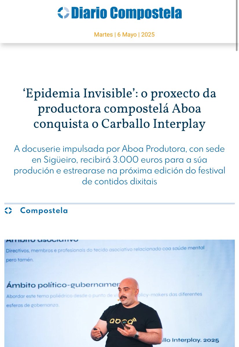 aboa_gal's tweet photo. ABOA PRODUTORA | Epidemia Invisible’: o proxecto da produtora Aboa conquista o @InterplayFest 

A docuserie impulsada recibirá 3.000 euros para a súa produción e estrearase na próxima edición do festival de contidos dixitais https://t.co/MdxaDMaKLp