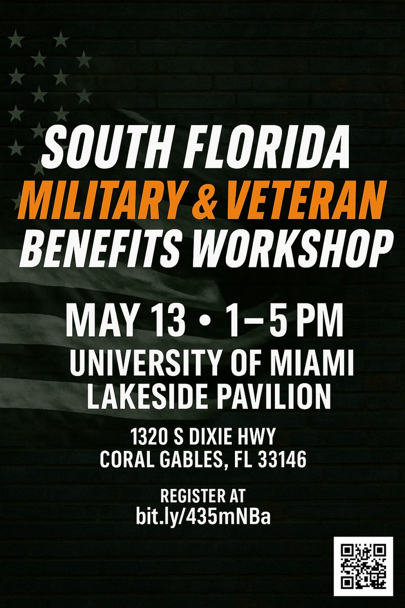 Miami VA (@miamivamc) on Twitter photo The South Florida Military & Veteran Benefits Workshop: Connecting Military, Veterans, and their families directly with experts, resources, and support systems to navigate benefits, education opportunities, and professional development.
RSVP/Register: bit.ly/435mNBa The South Florida Military & Veteran Benefits Workshop: Connecting Military, Veterans, and their families directly with experts, resources, and support systems to navigate benefits, education opportunities, and professional development.
RSVP/Register: bit.ly/435mNBa