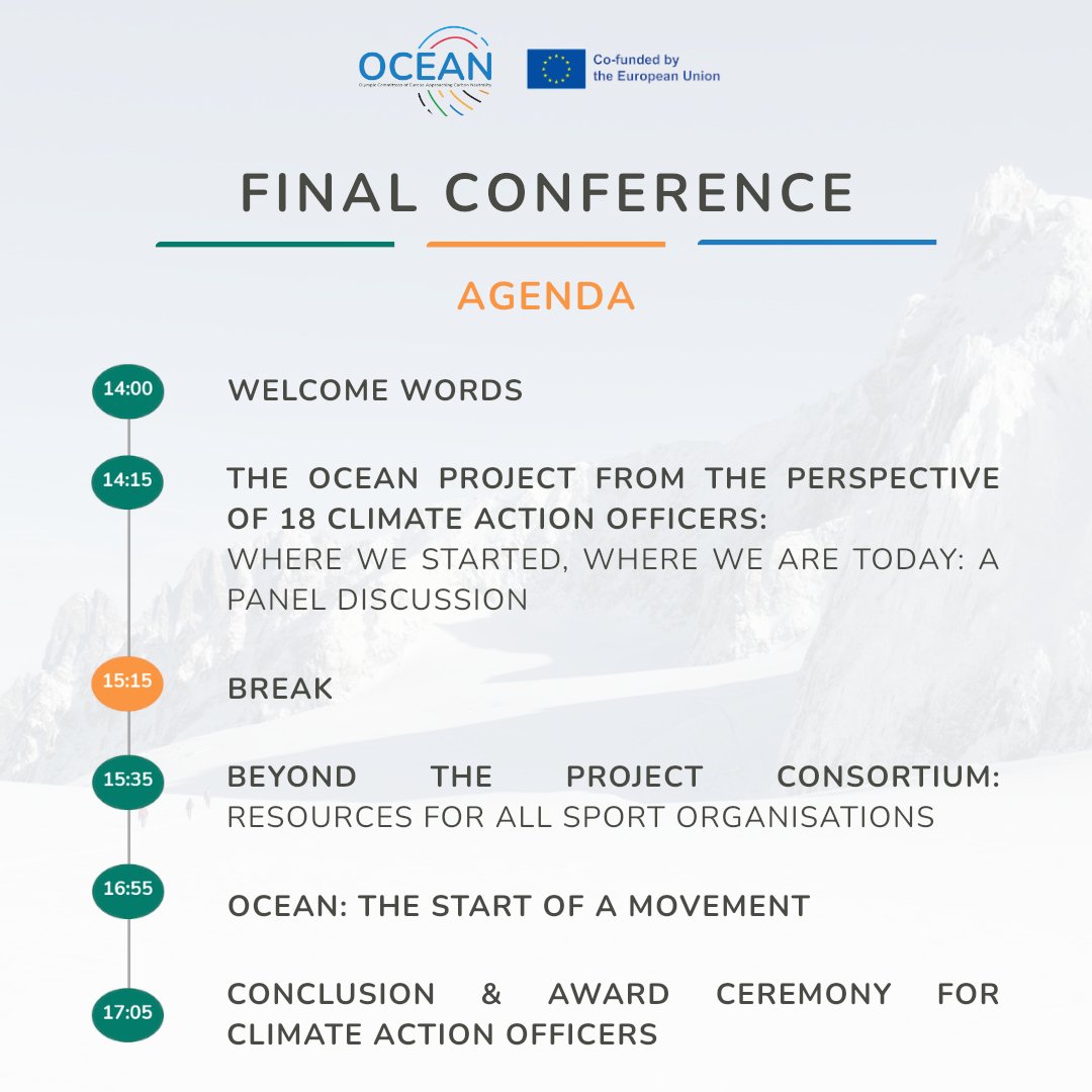 🔔 1 Week to go to #OCEANPROJECT Final Conference!

Join us for the Final Conference to hear from 18 Climate Action Officers and discover the new Carbon Footprint Measurement Tool.

📅 13 May 2025
🕒 14:00–17:30 CET
📍 Brussels &amp; Online

🔗Register here: tinyurl.com/427ykzxd