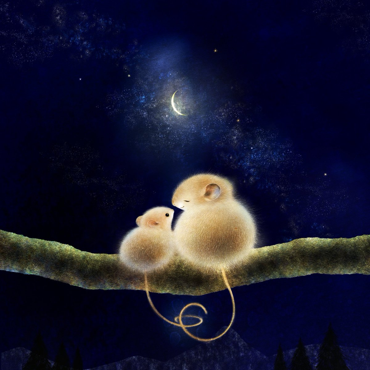 私はしあわせだよ。
今も。今日も。明日も。

いつか、この空にのぼる時がきても。
お星さまになってからも、
ずっと、しあわせなんだよ。

命あるあいだに、きみと出会えたから。

#きょうのお月さま🌜