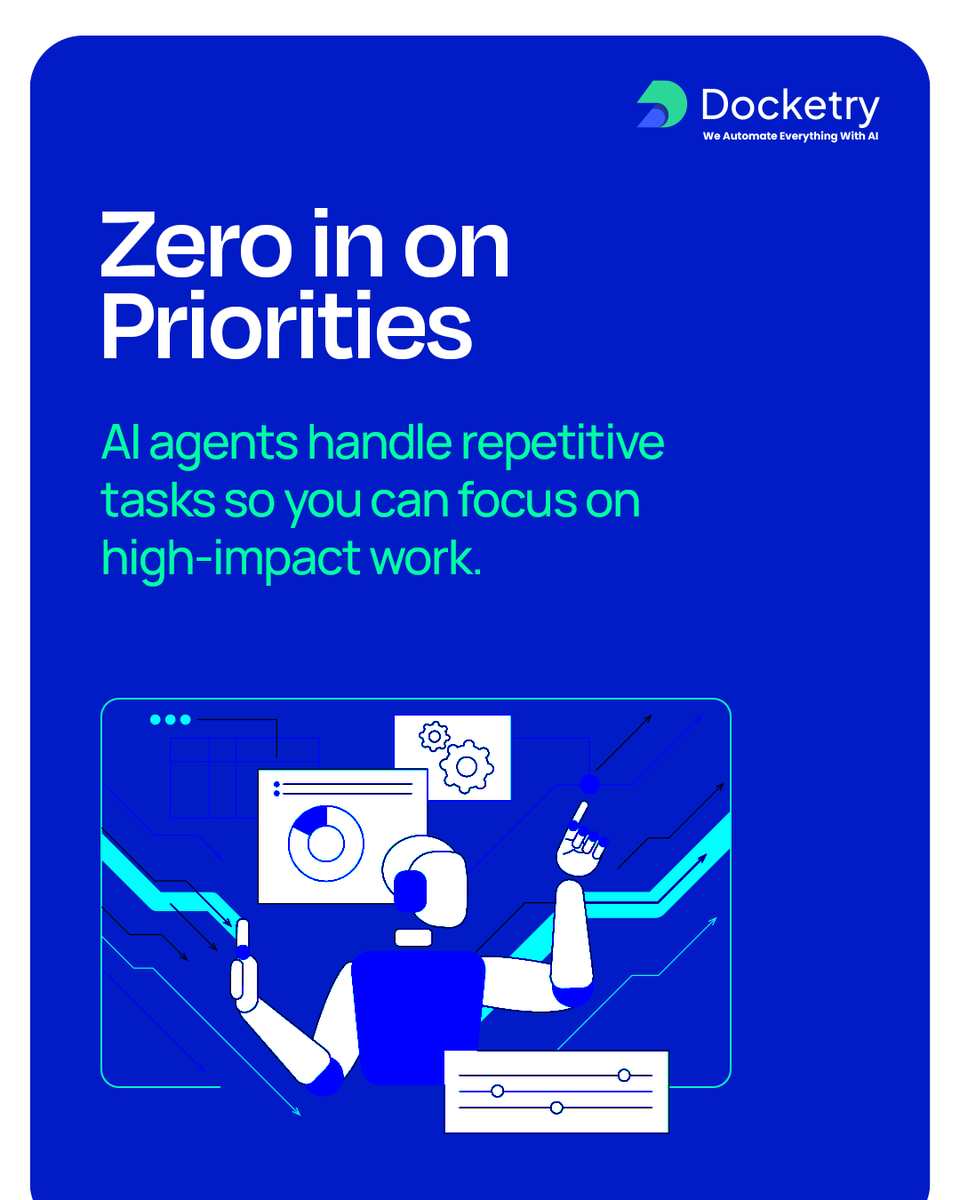 DocketryAi's tweet image. Drowning in docs and admin tasks?

Meet Docketry’s AI Digital Agents – your smart coworkers that automate, organize, and boost daily productivity.

See how they help at hubs.li/Q03ldjYm0.

#ProductivityTips #AIAutomation #Docketry #DigitalAgents #AIDocumentProcessing
