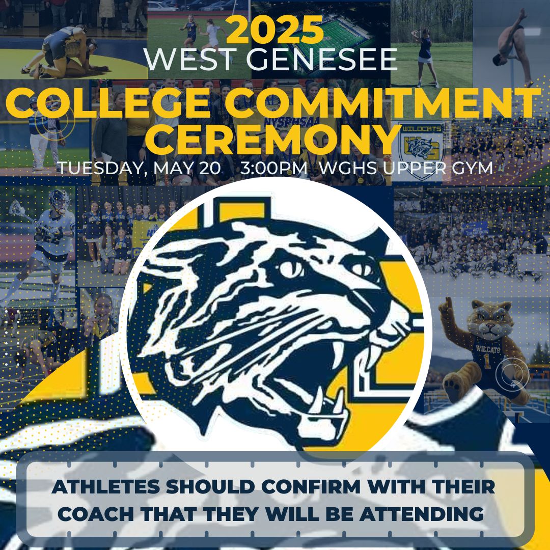 WG Senior Athletes: Please confirm with your coach if you will be playing in college (Div. 1, 2, 3 or JUCO) and attending the ceremony.