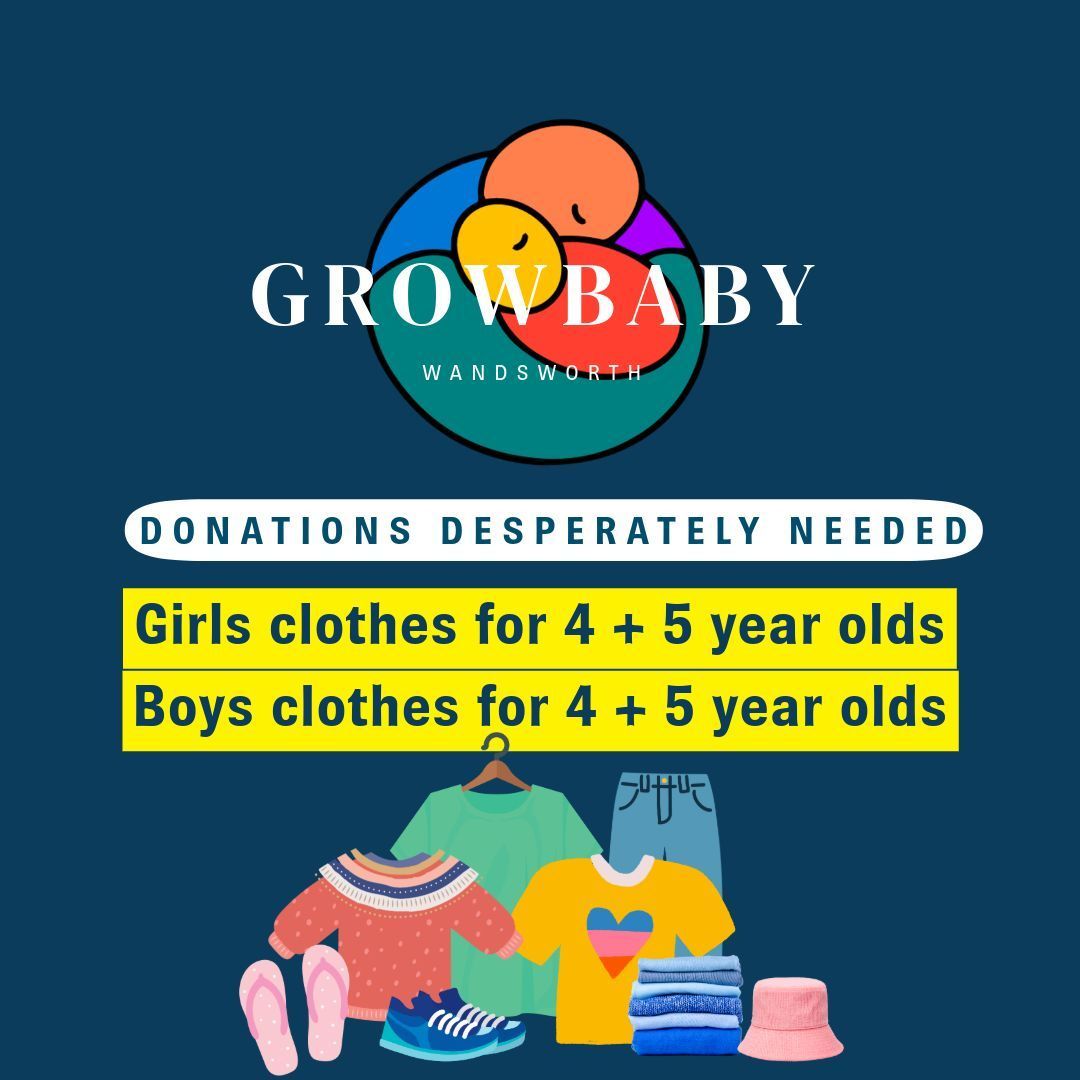 Growbaby depends on donations of new and (good quality) used clothes and equipment. We'd be so grateful if you have any of the following to pass on as we are running low.

Girls clothes for 4 &amp; 5 year olds
Boys clothes for 4 &amp; 5 year olds 

Please bring to church to give to Kate