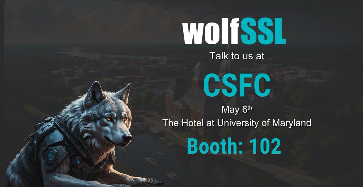 wolfSSL's tweet image. #CSFC is underway! We&apos;re at Booth #120 ready to demonstrate our #FIPS 140-3 validated cryptographic modules and discuss our roadmap for Post-Quantum Cryptography implementation. 

Stop by for expert insights! csfcweek.com 
@CertInfoSec #FederalCybersecurity