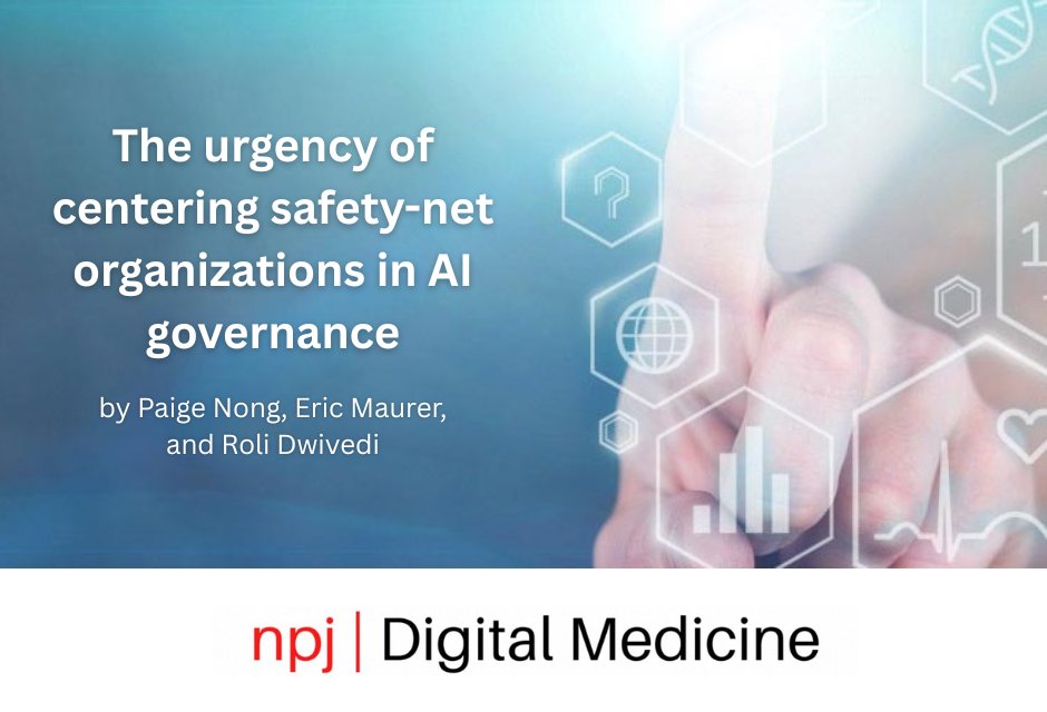 UMN CUHCC (@umncuhcc) on Twitter photo CUHCC leaders Dr. Roli Dwivedi and Eric Maurer published an article in <a href="/npjDigitalMed/">npj Digital Medicine</a> titled "The urgency of centering safety-net organizations in #AI governance." Read now: ow.ly/zOKE50VM6R0 CUHCC leaders Dr. Roli Dwivedi and Eric Maurer published an article in <a href="/npjDigitalMed/">npj Digital Medicine</a> titled "The urgency of centering safety-net organizations in #AI governance." Read now: ow.ly/zOKE50VM6R0