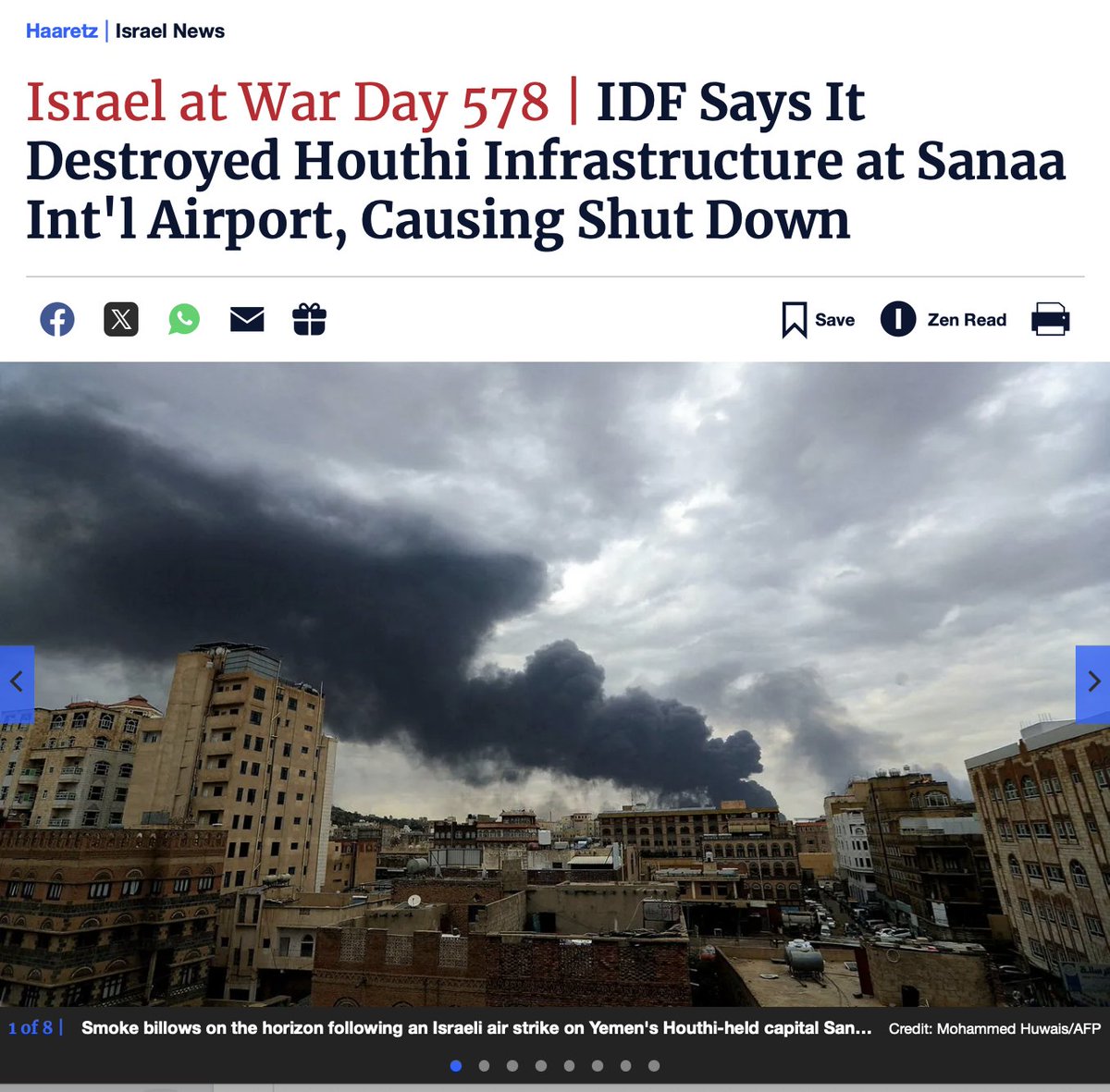 The Zionist terror attacks on Sanaa airport, and on food infrastructure in Yemen are acts of pure revenge by an illegitimate, genocidal regime defending its "right to holocaust" Palestinians. They are admissions that this terrorist entity cannot disable Yemen's military.