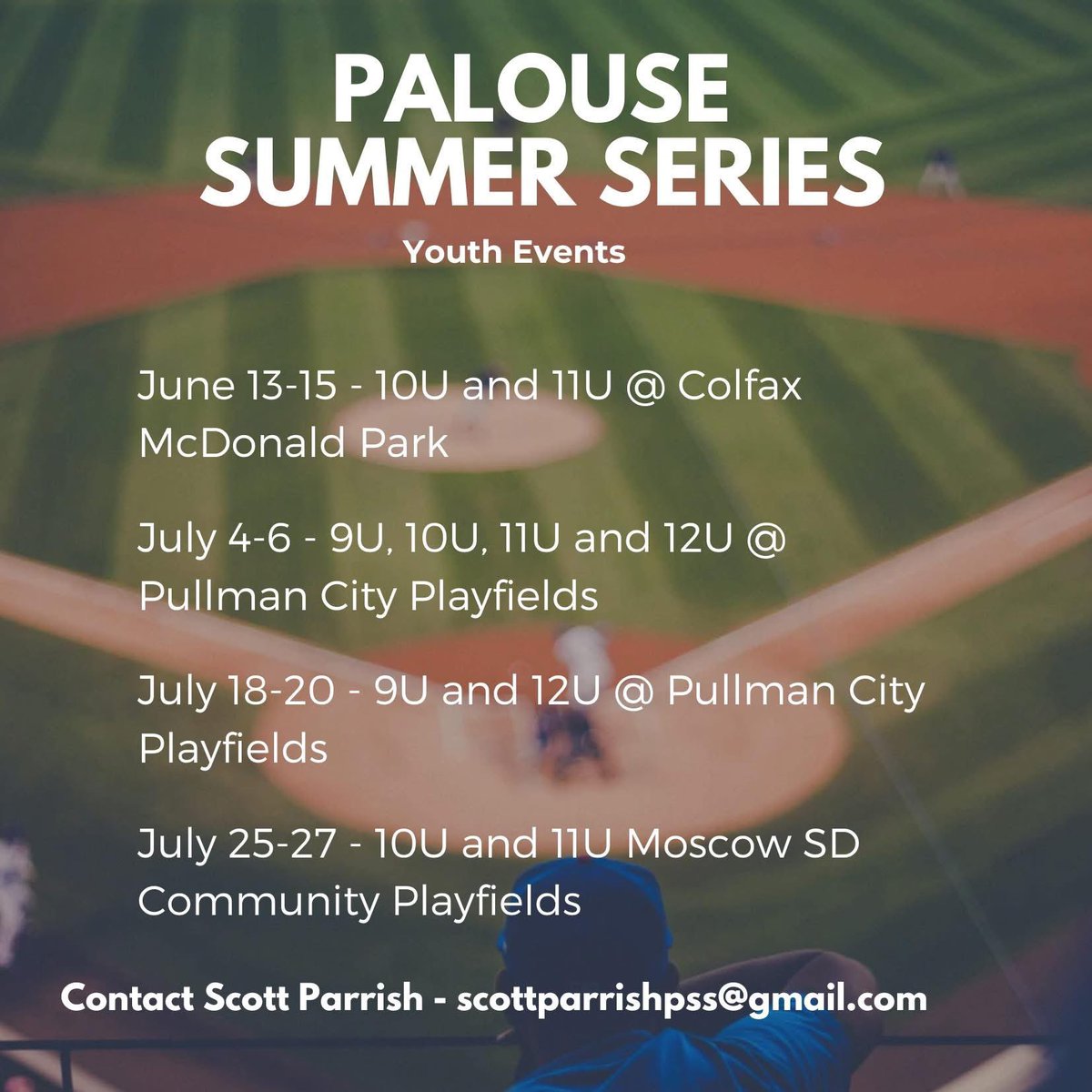 Just a couple spots still to fill. Reach out if you’re looking for a youth event.