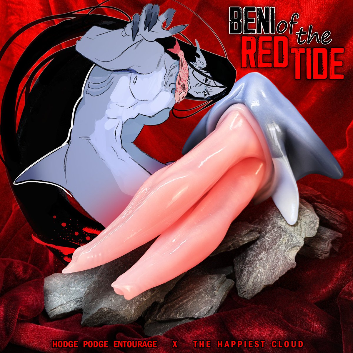 Introducing Beni of the Red Tide, a beautiful collab with <a href="/lillhappycloud/">The Happiest Cloud</a>! 
Available 05/13. 🦈❤️

See this handsome sharkman in action in the titular Red Tides (cw for non-violent blood) and support <a href="/lillhappycloud/">The Happiest Cloud</a>'s amazing monster work on Patreon at patreon.com/happiestlittle…!