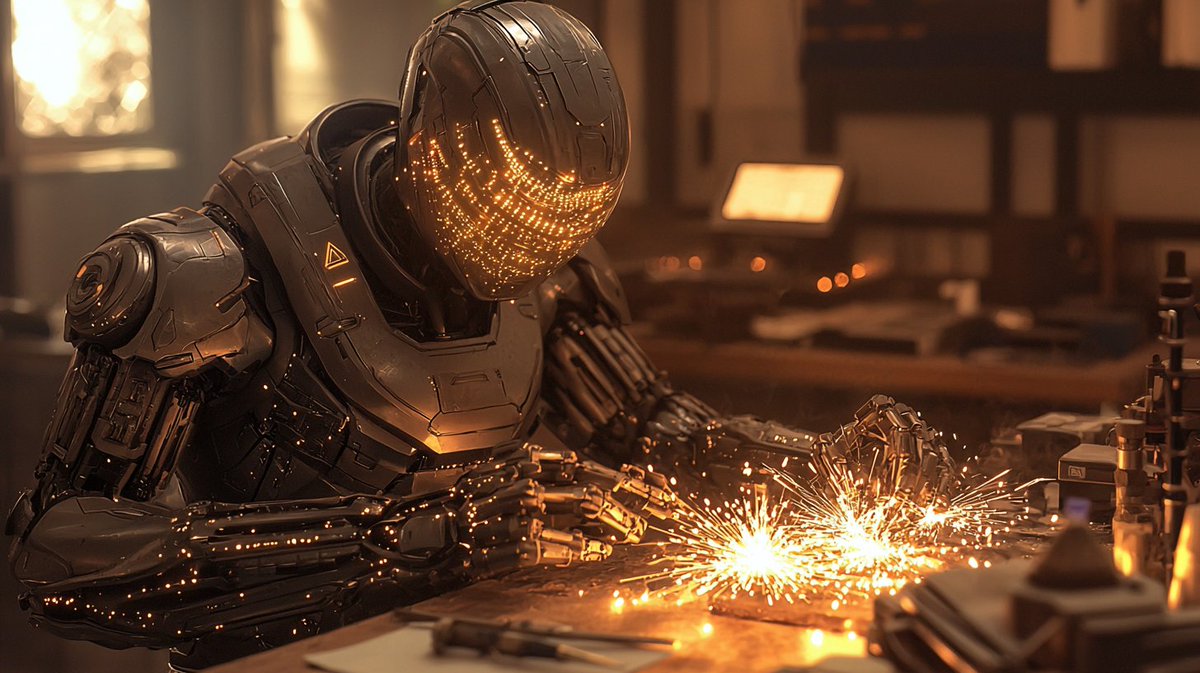 Synth_Cyborg's tweet image. He forges minds, not metal. Every spark is a thought being born.

#CyberSmith #MachineMaker #DigitalSoulcraft #AIForge