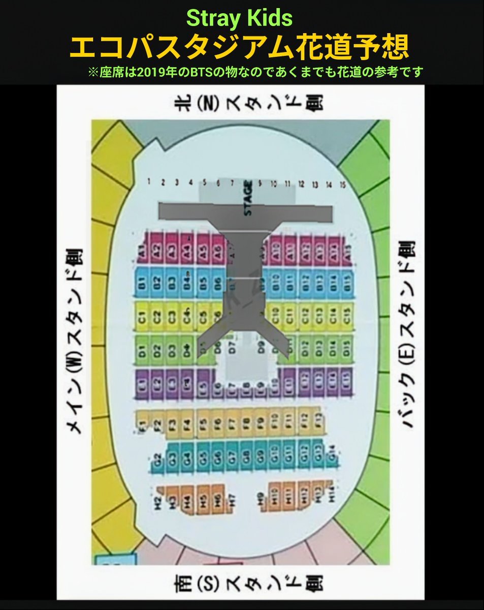 StrayKids 静岡エコパスタジアム✨花道予想 @s_k_z_22さんのサウチェの