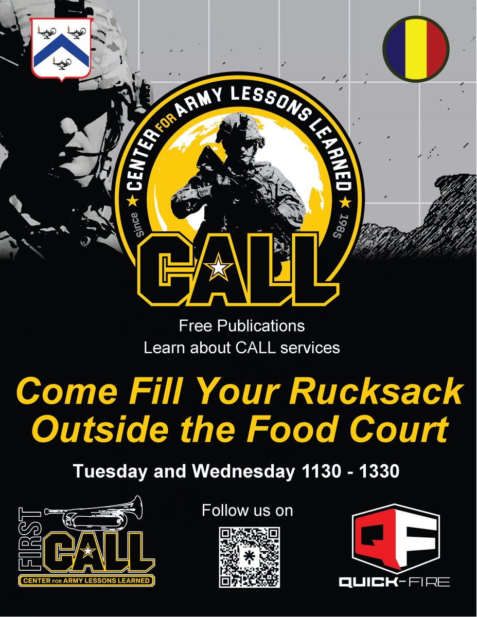 Come and see us today or tomorrow outside of the cafeteria at the Lewis &amp; Clark Center, on Fort Leavenworth, from 11:30am-1:30pm. Explore the various publications we have to offer and meet with our analysts. Your comments, insights, and feedback are valued and truly appreciated.