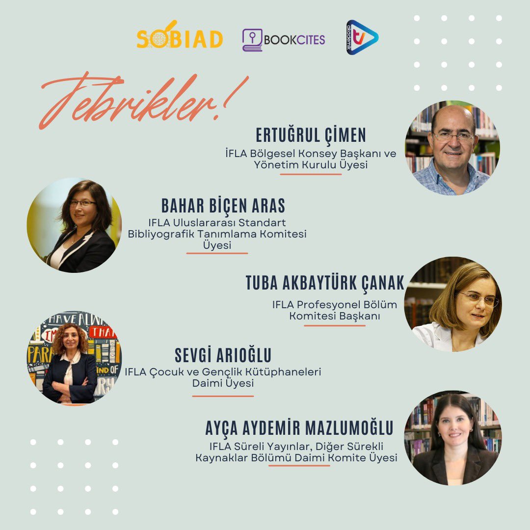 Sobiad - Atıf Dizini (@indexsobiad) on Twitter photo 2025–2027 dönemi için Uluslararası Kütüphane Dernekleri ve Kurumları Federasyonu (IFLA) tarafından seçilen <a href="/cimenertugrul/">Ertugrul Cimen</a> <a href="/baharbicenaras/">Bahar Biçen Aras</a> <a href="/TubaAkbayturk/">Tuba Akbayturk</a> <a href="/sevgiarioglu/">@Sevgi Arioglu</a> <a href="/aycaaydemir/">Ayça Aydemir</a> ‘i tebrik ediyoruz. @iflaglobal
Kendilerine yeni görevlerinde başarılar dileriz! 👏📚 2025–2027 dönemi için Uluslararası Kütüphane Dernekleri ve Kurumları Federasyonu (IFLA) tarafından seçilen <a href="/cimenertugrul/">Ertugrul Cimen</a> <a href="/baharbicenaras/">Bahar Biçen Aras</a> <a href="/TubaAkbayturk/">Tuba Akbayturk</a> <a href="/sevgiarioglu/">@Sevgi Arioglu</a> <a href="/aycaaydemir/">Ayça Aydemir</a> ‘i tebrik ediyoruz. @iflaglobal
Kendilerine yeni görevlerinde başarılar dileriz! 👏📚