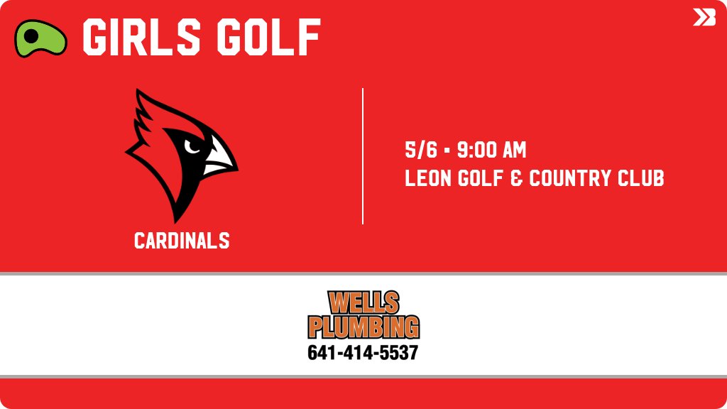 Girls Golf (Varsity) Meet Day! - Check out the event preview for the Central Decatur Cardinals. It starts at 9:00 AM and is at Leon Golf &amp; Country Club. gobound.com/ia/ighsau/ggf/…