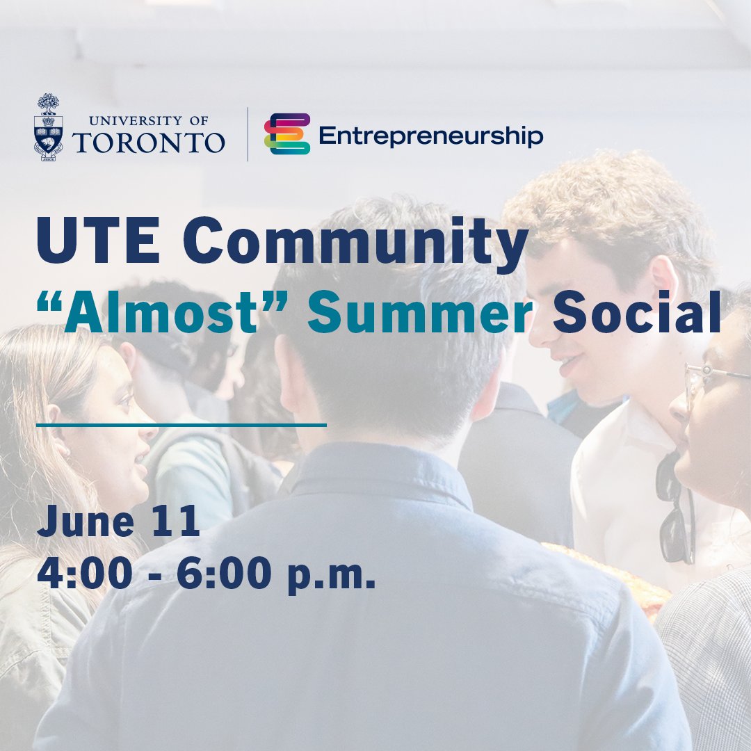 UofTStartup's tweet image. The UTE Community "Almost" Summer Social is happening on June 11! Mark your calendars to connect with founders, students, accelerators, partners, staff and faculty!
Register here ➡️ entrepreneurs.utoronto.ca/event/ute-comm…