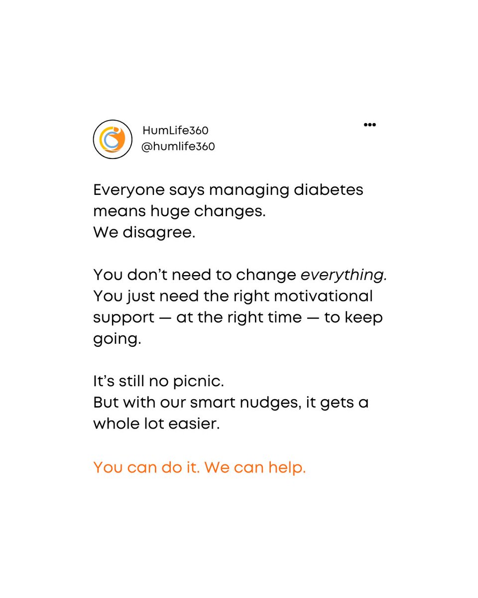 Managing diabetes doesn’t need to be overwhelming.
Our smart nudges make it easier—one day at a time.

Try your first smart nudge - humlife360.com/one-human

#diabetes #diabetestype2 #diabetesmanagement #smartnudges #DiabetesCommunity #diabetesawareness #diabetic #DiabetesCare