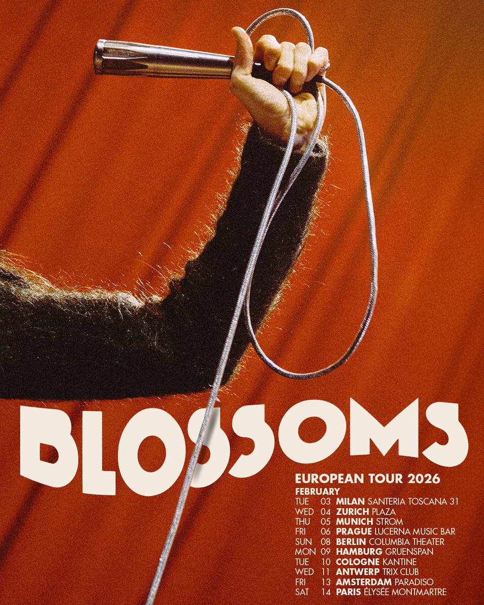 We’ve had a great time touring Europe over the last few weeks so we’re delighted to announce our own headline European tour for February 2026! Tickets for all dates go on sale 9am CET from: tix.to/BlossomsEUFeb26