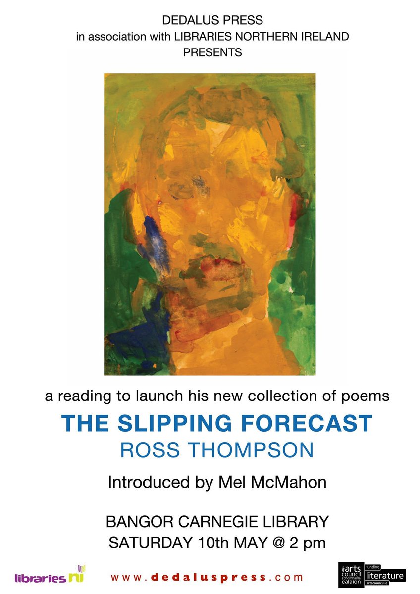 Dedalus Press (@dedaluspress) on Twitter photo Join us for the launch of
The Slipping Forecast by Ross Thompson
Bangor Carnegie Library
Saturday 10 May 2025 @ 2 pm
#ArtsCouncilSupported
@artscouncilireland
<a href="/artscouncil_ie/">The Arts Council / An Chomhairle Ealaíon</a> Join us for the launch of
The Slipping Forecast by Ross Thompson
Bangor Carnegie Library
Saturday 10 May 2025 @ 2 pm
#ArtsCouncilSupported
@artscouncilireland
<a href="/artscouncil_ie/">The Arts Council / An Chomhairle Ealaíon</a>