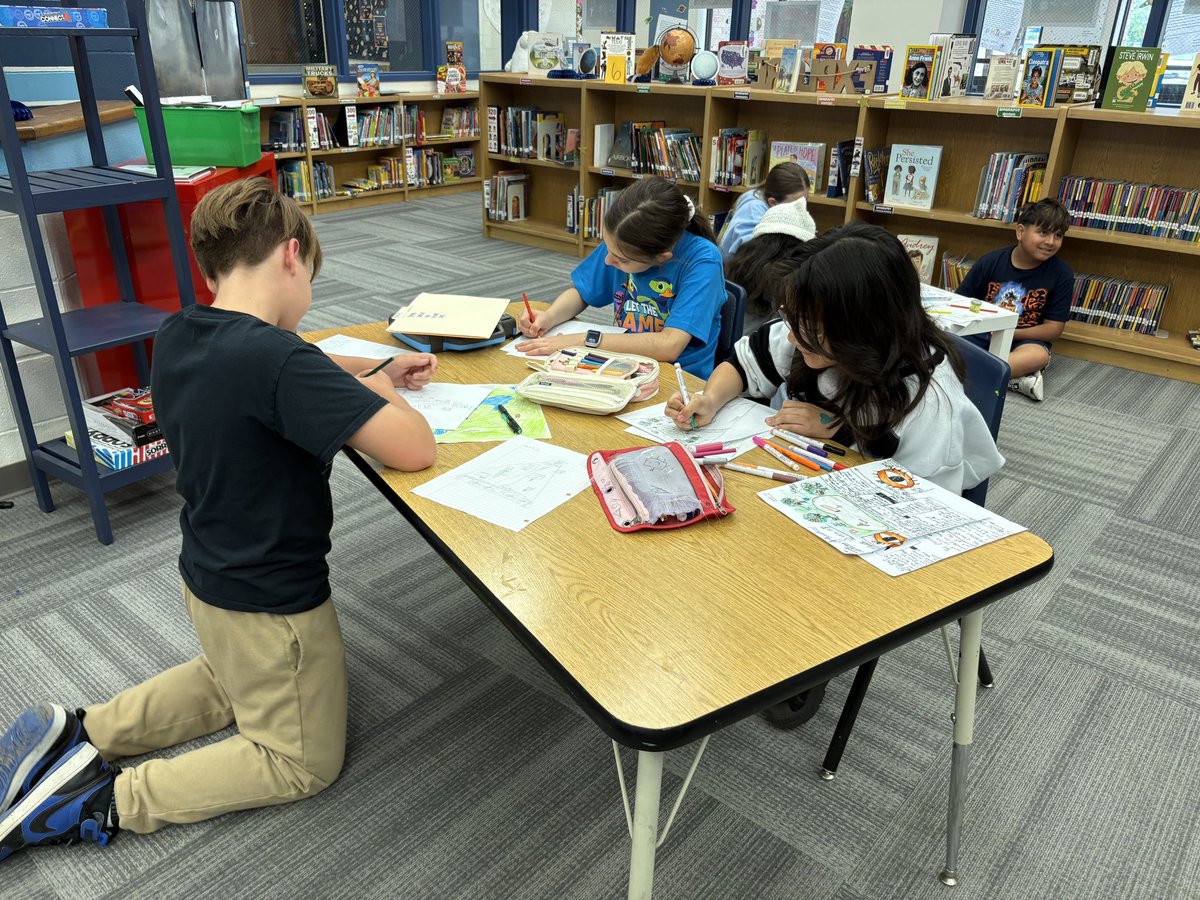 EthridgeES's tweet photo. Ethridge 5th graders working and collaborating on their massive end of year project.  @LewisvilleISD #Innovation #collaboration https://t.co/J0zsssDGCy