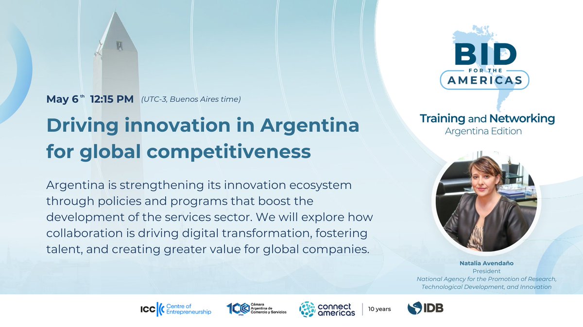 connectamericas's tweet image. 🚨 We’re live! | BID for the Americas: Training & Networking Series – Argentina Edition 🇦🇷
Today marks Day 1 of our virtual training series, where we dive into Argentina’s business landscape and trade environment through five expert-led sessions.
Register now to receive your…