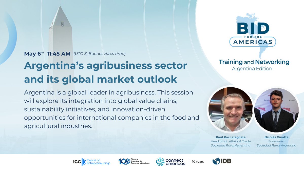 connectamericas's tweet image. 🚨 We’re live! | BID for the Americas: Training & Networking Series – Argentina Edition 🇦🇷
Today marks Day 1 of our virtual training series, where we dive into Argentina’s business landscape and trade environment through five expert-led sessions.
Register now to receive your…